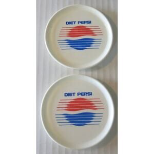 VINTAGE DIET PEPSI Kids Tea Set Plates Set of 2 Chilton 1990's Plastic Logo